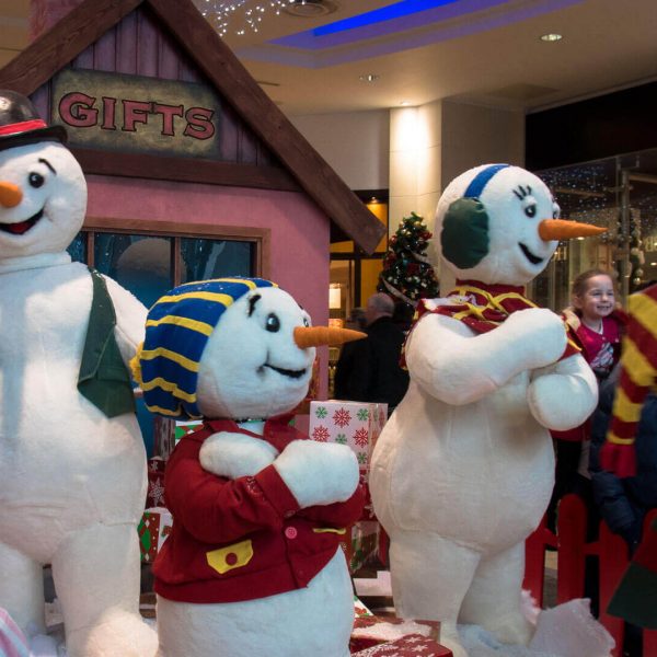 The life-size animated snow people from "The Drift Family at Dundrum" created for the shopping center Dundrum Town Centre in the city of Dundrum, Ireland.