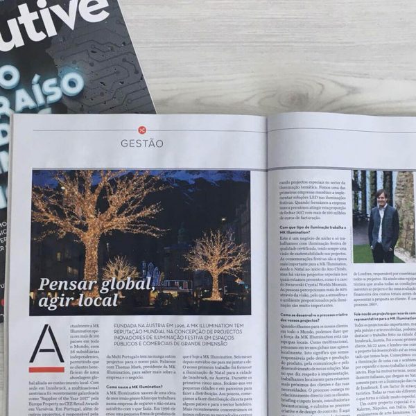 Picture of the pages with the interview with MK Illumination's Thomas Mark in the Magazine Executive Digest Portugal.