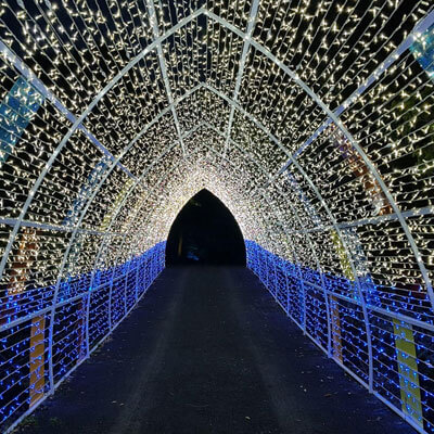 A tunnel made of drape lite at Jeju Art Park in the city of Jeju, South Korea.